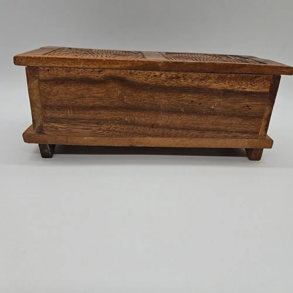 Vintage Handcarved Wooden Coaster Set of 10 Coasters In Box- Thailand